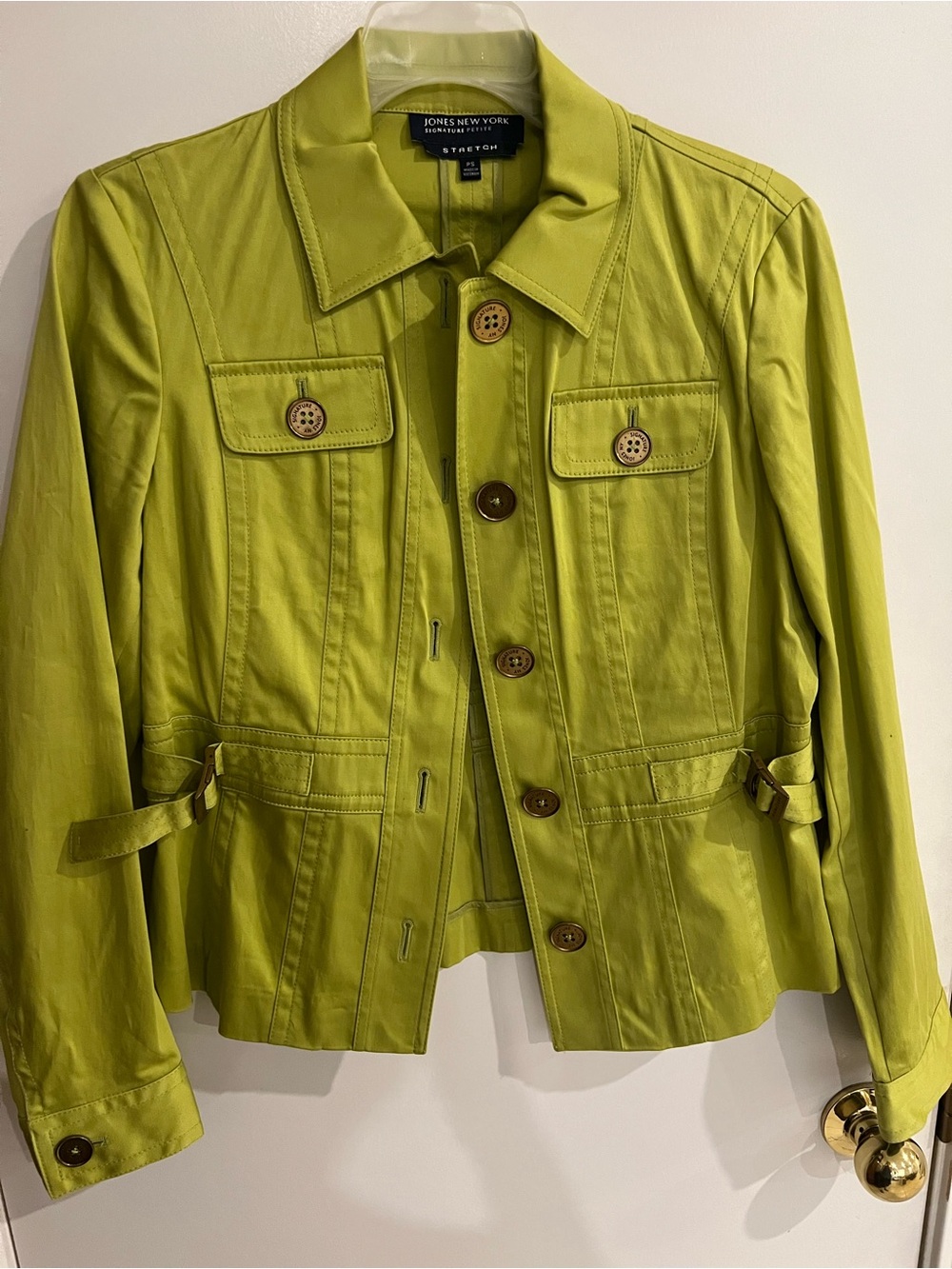 Jones New York Chartreuse Button-Front Utility Jacket